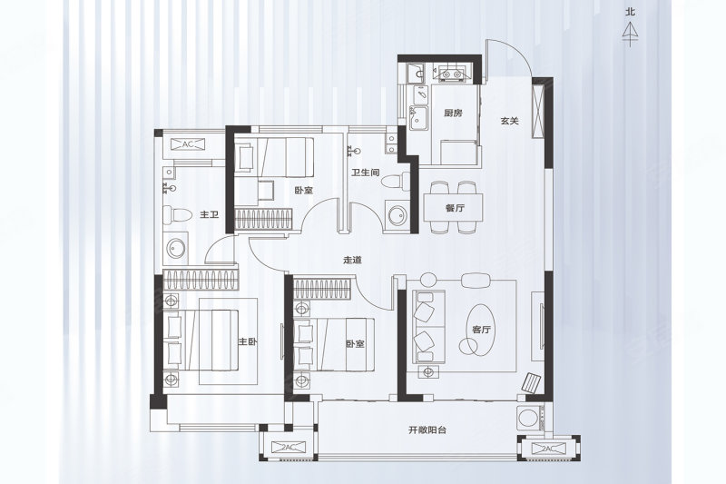 国投·昆仑朗境3室2厅2卫98.71㎡南156万