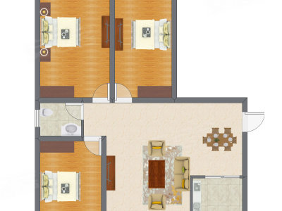 3室1厅 78.68平米
