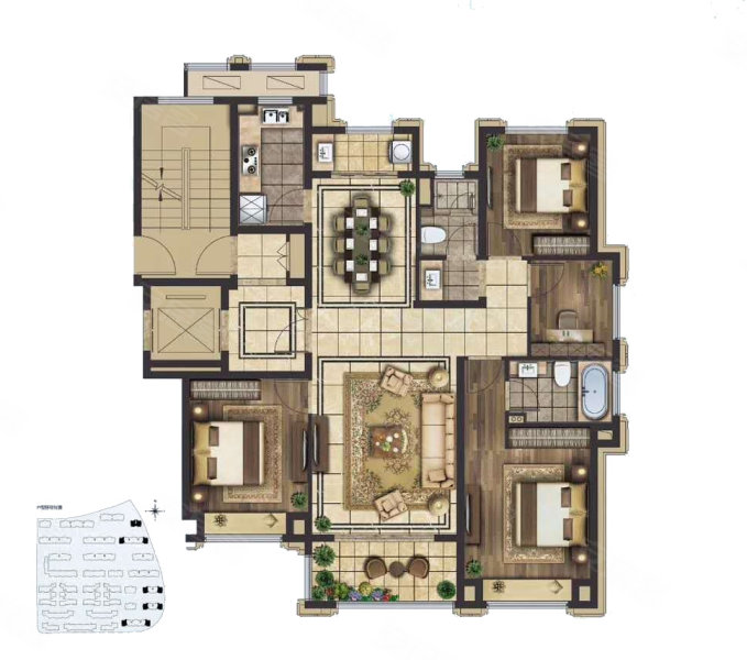 绿城云栖玫瑰园4室2厅2卫137㎡南350万