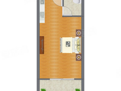 1室0厅 45.46平米户型图