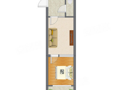 1室1厅 39.73平米户型图
