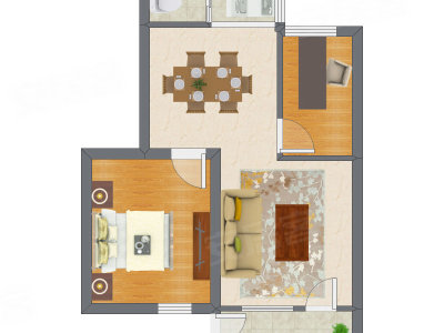 2室2厅 54.70平米户型图