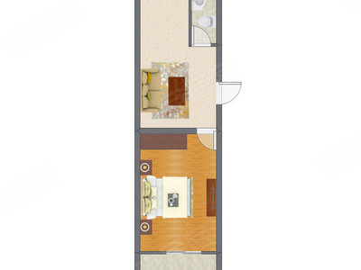 1室1厅 49.45平米户型图
