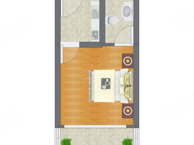 1室0厅 35.58平米户型图