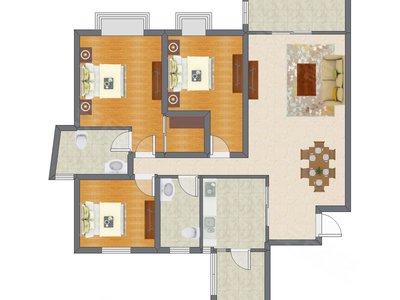 3室2厅 129.00平米