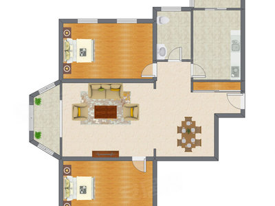 2室2厅 163.32平米户型图