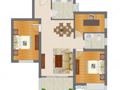 3室2厅 86.21平米
