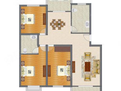 3室2厅 158.86平米户型图