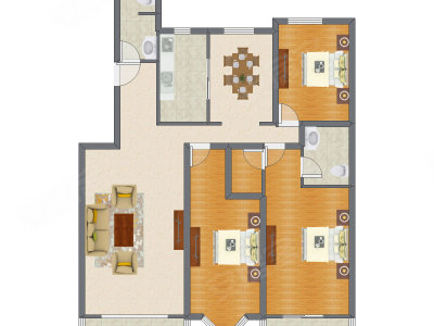 3室2厅 164.75平米户型图