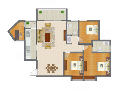 4室2厅 123.00平米
