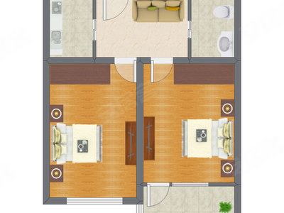 2室1厅 82.65平米户型图