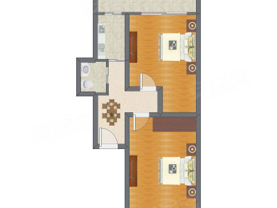 2室1厅 64.55平米
