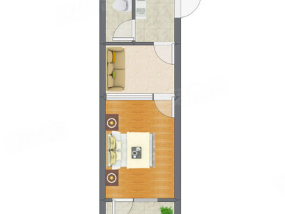 1室1厅 36.00平米户型图