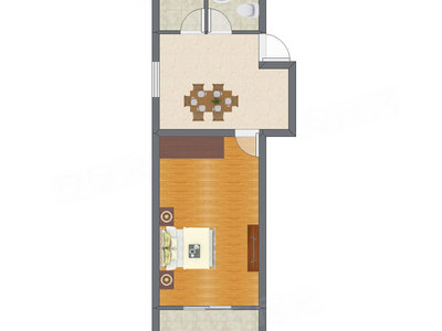 1室1厅 54.41平米户型图