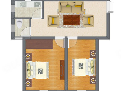 2室1厅 60.00平米户型图
