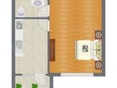 1室0厅 50.28平米户型图