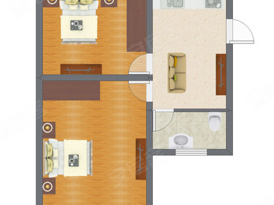 2室1厅 49.00平米