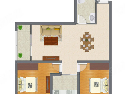 2室2厅 80.35平米