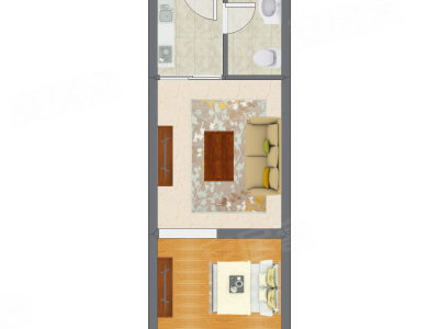 1室1厅 50.21平米户型图