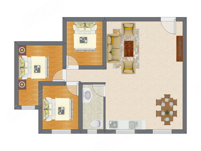 3室2厅 73.40平米
