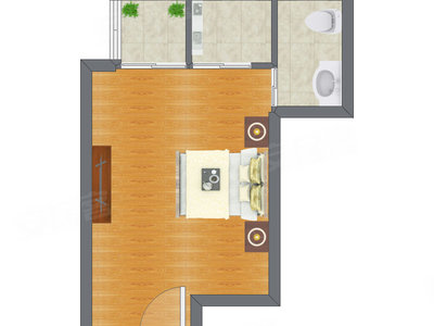 1室0厅 38.80平米户型图