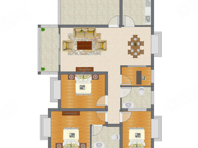 3室2厅 145.25平米户型图