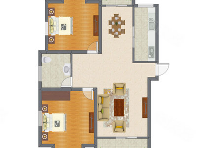 2室2厅 101.54平米户型图