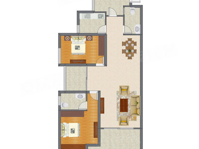2室2厅 121.63平米户型图