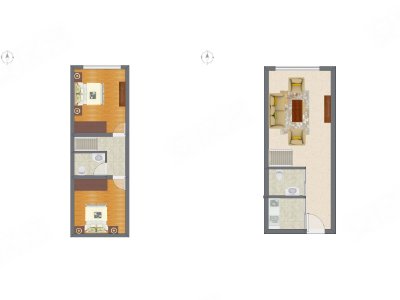 2室1厅 32.11平米户型图