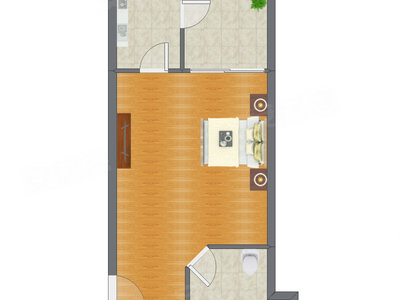 1室0厅 54.86平米户型图