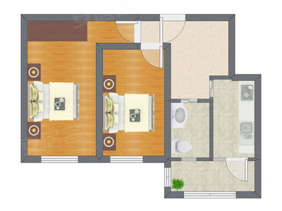 2室1厅 55.82平米