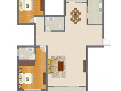 2室2厅 123.85平米