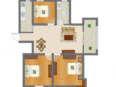 3室2厅 68.41平米