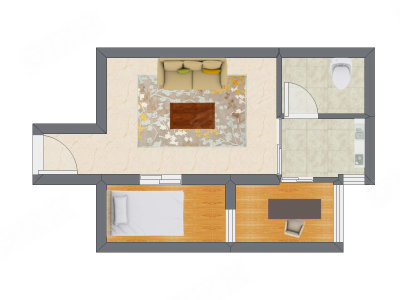 2室1厅 43.50平米户型图