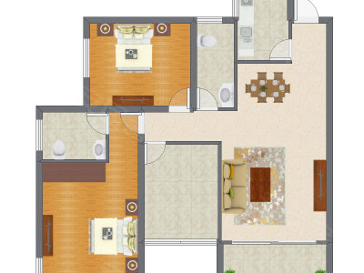 2室2厅 112.16平米户型图