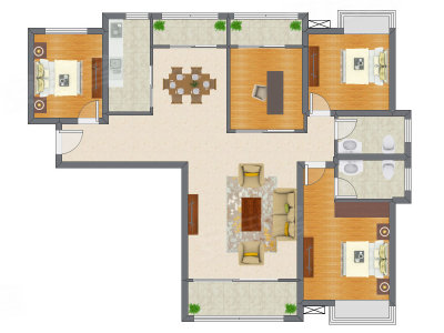 3室2厅 134.06平米户型图