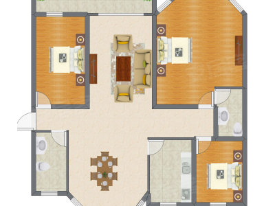 3室2厅 136.24平米户型图