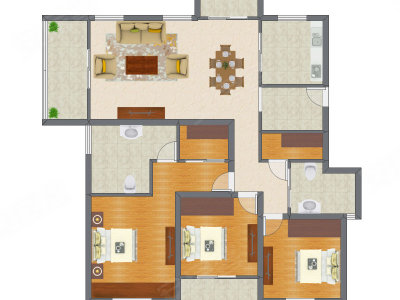 3室1厅 139.00平米户型图