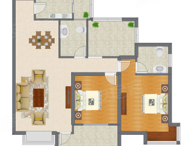 2室2厅 111.27平米户型图