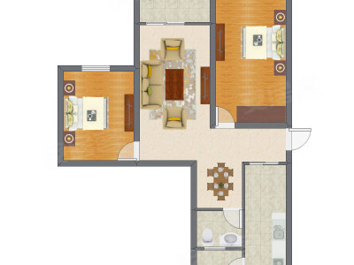 2室2厅 88.10平米