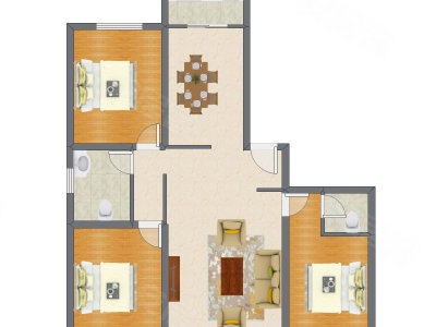 3室2厅 128.56平米户型图
