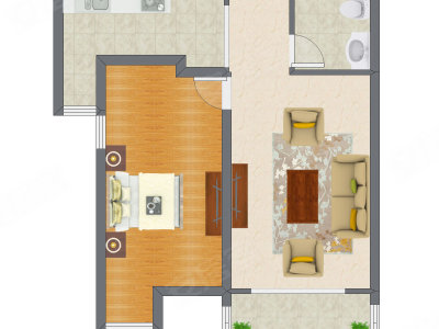 1室1厅 80.40平米户型图