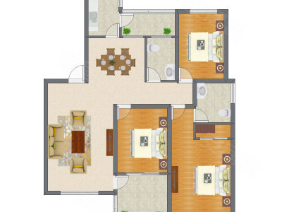 3室2厅 106.81平米户型图