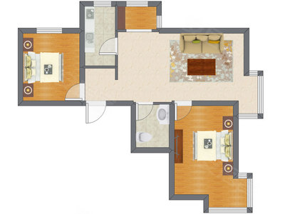 2室1厅 90.46平米户型图
