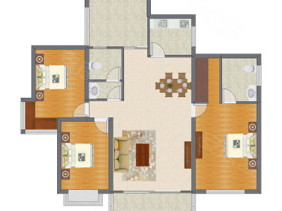 3室2厅 130.93平米户型图