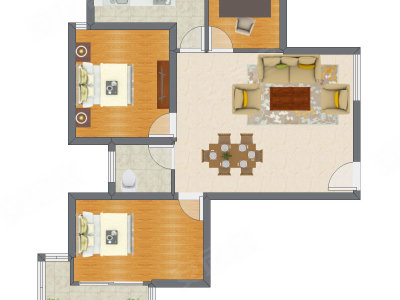 3室2厅 87.75平米