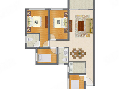4室2厅 89.25平米户型图