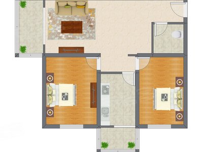 2室1厅 103.51平米