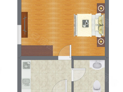1室0厅 54.96平米户型图