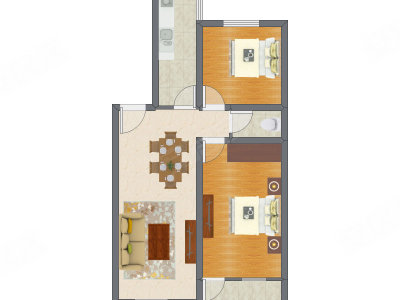 2室2厅 83.92平米户型图